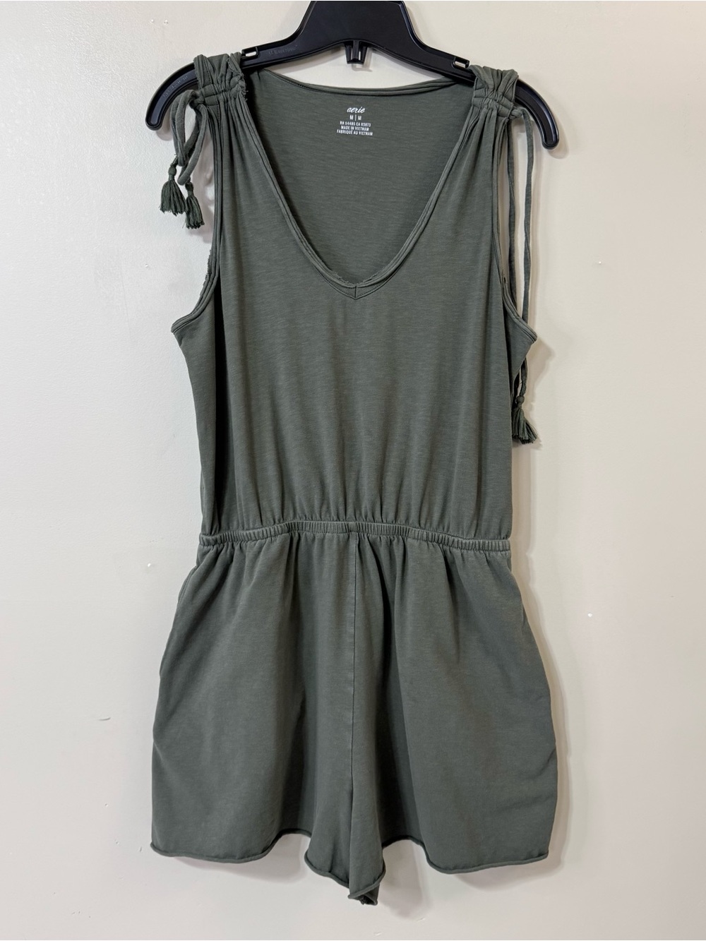 Aerie Pleated Romper Olive Green size Medium - Picture 6 of 16